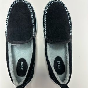 LL Bean Blue Suede Fleece Lined Mountain Moccasin Slippers - Size 9